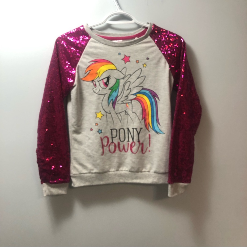 My Little Pony Pink Sequin Long Sleeve Shirt Youth L 10-12 Pony Power Rainbow